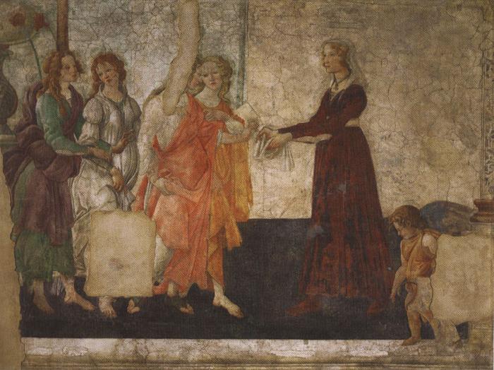 Sandro Botticelli Venus and the Graces offering gifts to a young woman (mk36)
